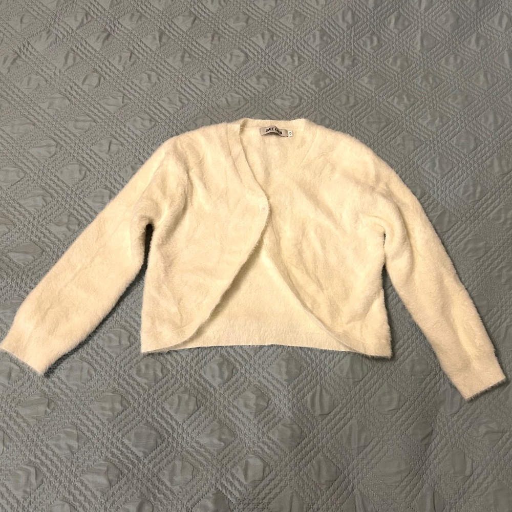 GRACE KARIN Girls Fuzzy Cozy White Shrug, Size 12 year